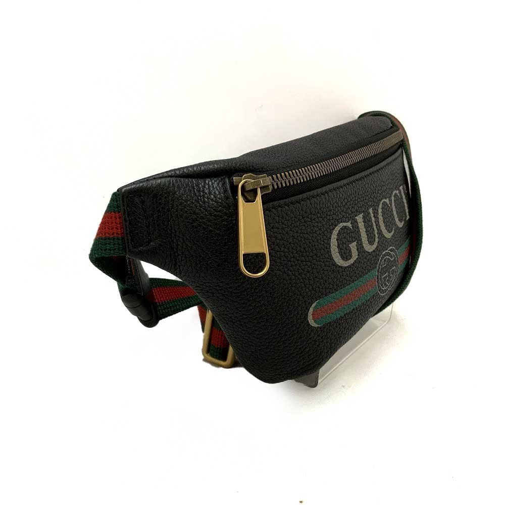 Gucci Small Bag Sherry Black Waist Leather Body Pouch Line